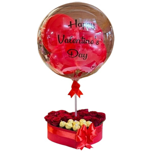 (002) Transparent balloon W/ heart shape box