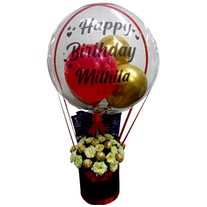  Transparent balloon W/ dairymilk chocolate and rose 