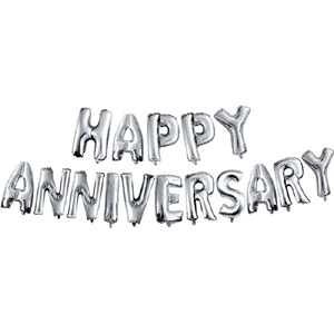 Silver color letter shape anniversary balloon
