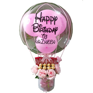 Pink roses W/ customized balloon
