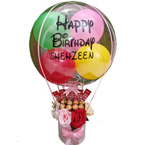 Customized Balloons W/ chocolate flower hamper