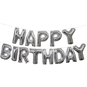 Silver color letter shape balloon