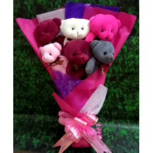 Multicolored Teddy Bouquet (6 pcs)