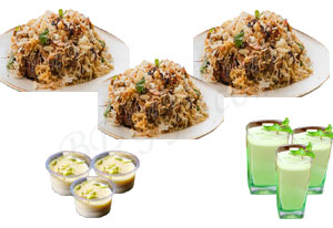 Kachchi Biryani W/ Borhani and jorda/firni- 3 person (Full Plate)