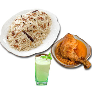 Plain polao W/ chicken roast and borhani-1 person
