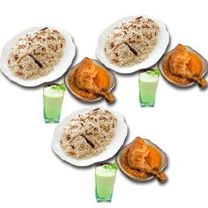 Plain polao W/ chicken roast and borhani-3 person