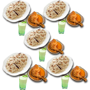 Plain polao W/ chicken roast and borhani-5 person