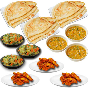Porota with chicken jhal fry, dal and vegetable-3 person