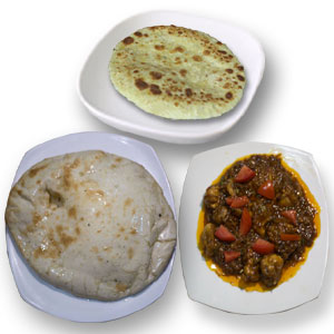 Special nan with porota and chicken tawa jhal fry(half plate)-1 person