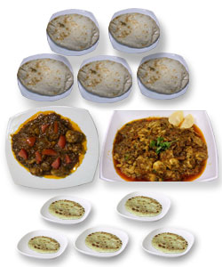 Butter nan with porota, chicken tawa jhal fry(full plate) and brain masala (full plate)-5 person
