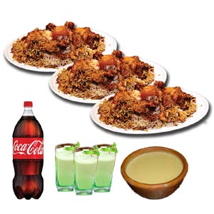 kachchi Biryani W/ Borhani, Doi and Coke-3 Person(Full Plate)