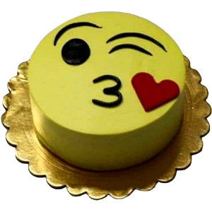 1 Pound Round Shape Emoji Cake