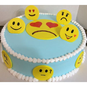 2 Pounds Fondant Round Shape Emoji Cake