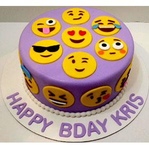 2 Pounds Fondant Round Shape Emoji Cake