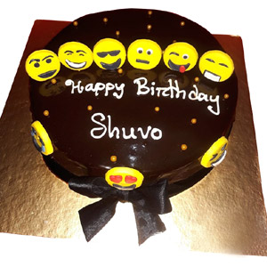 2 Pounds Chocolate Fondant Emoji Round Shape Cake