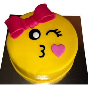 1 Pound Round Shape Emoji Cake