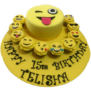 1 Pound Emoji Cake & 10 Pieces Cupcakes