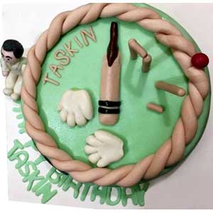 (43) 2 Pounds Fondant Cricket Cake