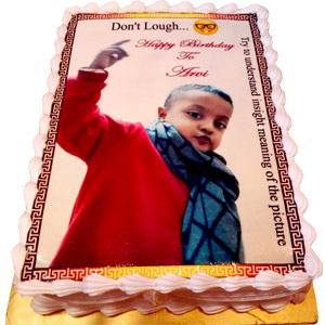 Mr. Baker - 2.2 Pounds Vanilla Rectangle Shape Photo Cake.