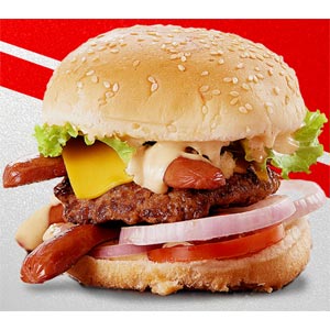 (10) Beef W/ Sausage Burger