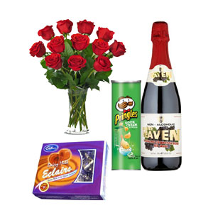 Chocolate W/ Chips, juice & Flower