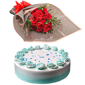 (001) Rose W/ 300 gm vanilla cake