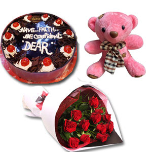 Bear W/ Cake & Flower