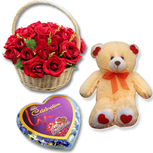 (29) Roses W/ Teddy & Chocolates