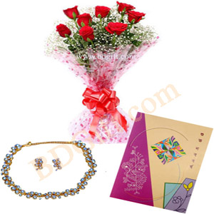 Necklace W/ Boishakhi card & rose