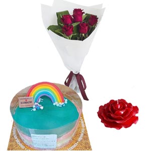 (55) Cake W/ Flower & candle