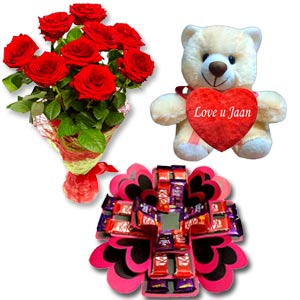 (31) Flowers W/ Teddy & chocolate box