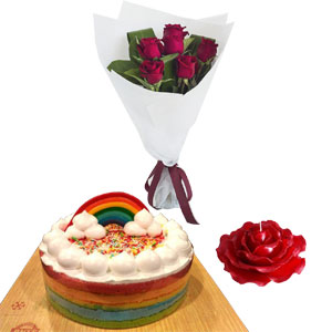 Cake W/ Flower & candle
