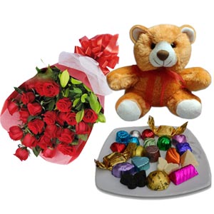 (49) Chocolate W/ Flower & Teddy Bear
