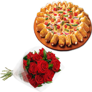 PizzaHut Pizza W/ Red roses