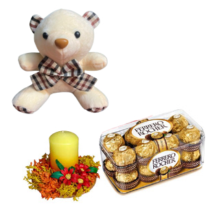 Teddy Bear W/ Chocolate & candle