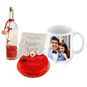 Cake W/ Message in a bottle & Picture Mug