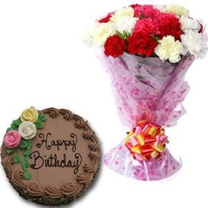 Cake W/ 12 Carnations