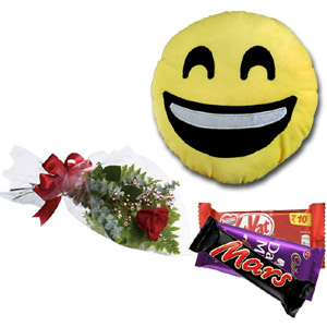 Pillow W/ Rose & Chocolates