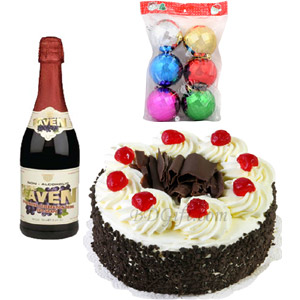 (14) Cake W/ Juice & Christmas Balls
