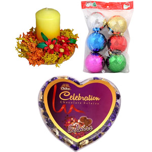 (004) Chocolates W/ Candles & Christmas Balls