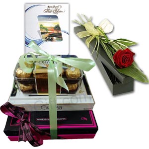 (48) Chocolate Box W/ Red Rose & Card