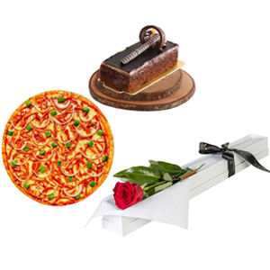 Pizza,Pastry & Rose Box Combo