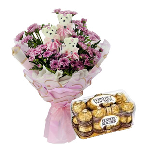 Choco,Teddy & Purple Bloom Surprise