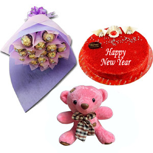 (12) Chocolate bouquet W/ cake & teddy