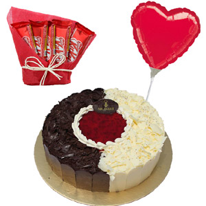 Cake with balloon and chocolate