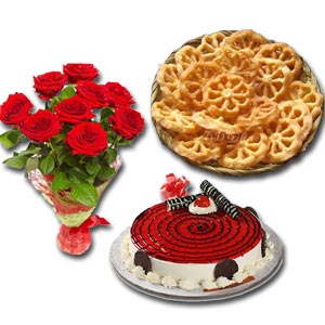Red Roses W/ Pitha & Cake