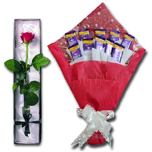 (34) Dairy milk Chocolate Bouquet W/ Red Rose