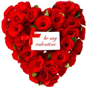 (002) Heart Shaped Roses with text Be My Valentine