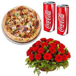 (05) Pizza W/ Coke & Flowers