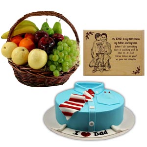 (08) Cake W/ Fruit Basket & Wooden Photo Frame